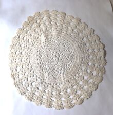 Antique White Crocheted Floral Placemat Doily Dresser Scarf Round 10.5