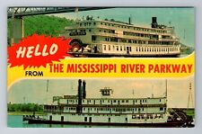MS-Mississippi, Scenic Banner Greetings, Ships, Antique, Vintage Postcard picture