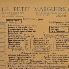 Vintage 1967 Le Petit Marguery Restaurant Menu Avenue Trudaine Paris France picture