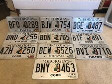 10 GEORGIA LICENSE PLATES  White, state in peach. Various counties, '13-15 picture