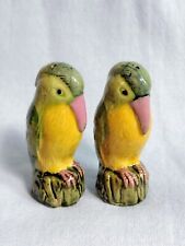 Vintage Green Parrots Salt And Pepper Shakers picture