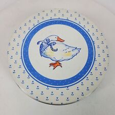 Vintage 1980s Farmhouse Blue Goose Container Metal Tin Approx 7x2.5 Inch picture