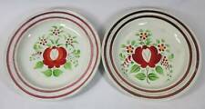 PAIR STAFFORDSHIRE SOFT PASTE PINK LUSTER HAND-PAINTED DINNER PLATES picture