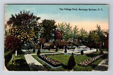 Saratoga Springs NY-New York, The Village Park, Scenic, Vintage Postcard picture