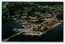 c1950's Air View Of Hillsboro Inlet Docks Bridge Pompano Beach Florida Postcard picture