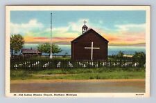Petoskey MI-Michigan, Old Indian Mission Church, Vintage c1947 Souvenir Postcard picture