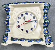 Vintage Andy Ceramic Quartz Clock Floral Design Hand Made In Poland picture