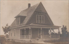 Gabled Sunrise Children Porch House Residence Home RPPC Real Photo Postcard picture