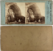 Saint-Mathieu, portal of the old church, vintage albumen print, ca.1870 picture
