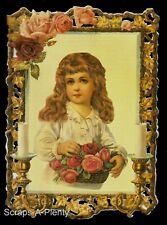 German Embossed Vintage Style Scrap Die Cut - Victorian Dressed Child   EF7071 picture