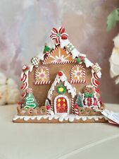 Christmas 9” Gingerbread House W/Bow Icing Candy, Cookie, PEPPERMINT Tree RARE picture