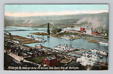 Postcard Harbor Three Rivers Pittsburgh Pennsylvania PA Ships Aerial View c1909 picture