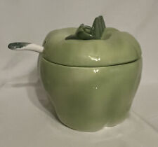 Vintage Green Aple Soup Tureen With Lid And Ladle picture