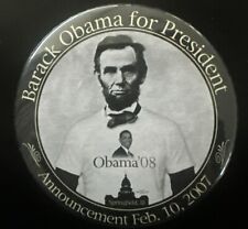 2/10/2007 Barack Obama for President Announcement Pin Abe Lincoln in a T-shirt picture