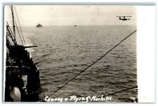 c1910's WWI Airplane US Navy Ship Convey & Flying RPPC Photo Antique Postcard picture