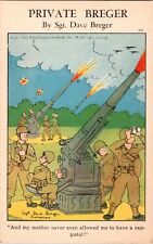 Vtg Private Breger WWII WW2 Unposted Linen Postcard Artillery Humor  1F02 picture