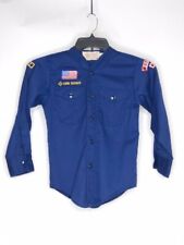 Boy Scouts Official Shirt Boys 12 Navy With Patches Long Sleeves Button Shirt picture