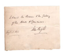 John Bright (1811–1889) Signed House of Commons Pass 1877 / Autographed picture