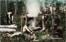 Kipawa Lake Ontario Men Smoking Moose Meat ON Unused Valentine Sons Postcard H19 picture