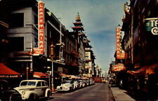 California San Francisco Chinatown 1940s cars Chop Suey ~ unused postcard sku065 picture