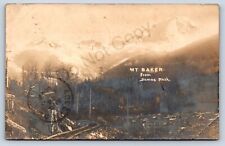 Postcard WA Sumas RPPC Mt Baker Snow Covered Railroad Rustic Lumber c1907 L1 picture