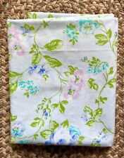 Vintage 70s Pequot Blue Floral/Flower Double/Full Flat Sheet Fabric/Material picture