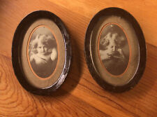 ATQ.1897,Cupid Asleep & Cupid Awake,Metal Oval Frame Photos M B Parkinson,signed picture