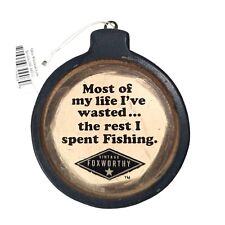 Jeff Foxworthy Fishing Sign Ornament 3.5 x 4-inch Navy Blue Wood 2006 Retro NEW picture