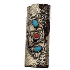 1980s Cowboy Boot Southwest Native American Lighter DISTRESSED Case Holder Cover picture