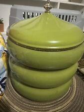 Vintage MCM Pagoda Stacking Canister Set Aluminum Set Avocado Green picture