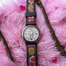 Disney Minnie Mouse Wrist Watch 1997 leather rubber band hearts rare picture