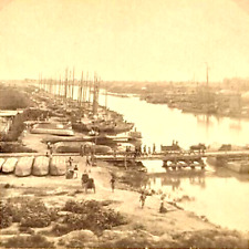 Dagu Taku Fort Stereoview Boxer Rebellion Qing Peiho River Bridge Birds Eye View picture