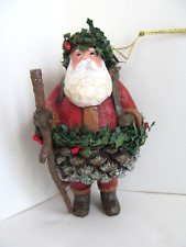 Pine Cone Santa Claus Vintage Christmas Trekking Santa Tree Ornaments  S4 picture