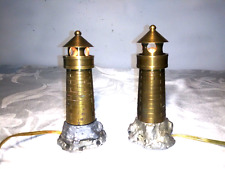 PAIR OF VINTAGE LIGHTHOUSE TABLE  LAMPS  LIGHT HOUSE MADE OF HEAVY BRASS 7