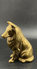 Vintage brass   Sheltie or collie sitting figurine picture