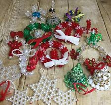 17 Handmade Beaded Christmas Ornaments Wreaths Star Of David Bells Angels picture