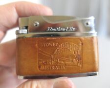 Vintage Brother-Lite Sydney Australia Embossed Brown Leather Lighter Japan picture