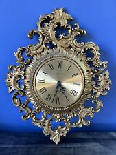 Vintage New Haven Wall Clock Burwood Products Ornate Gold Hollywood Regency MCM picture