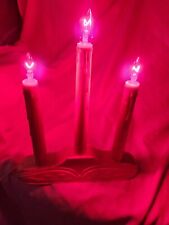 Vintage 3 Red Light Candolier Electric Window Christmas Candles Candlabra Beacon picture