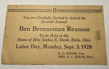 Vintage Card. Seventh Annual Ben Brenneman Reunion 1928 Postcard Elida, Ohio picture
