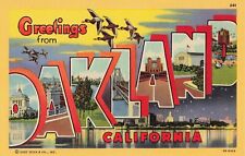 Postcard Greetings Oakland California LARGE LETTER Card Curt Teich picture