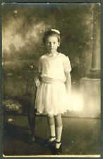 Young girl Ruth short dress white socks RPPC postcard 1910s picture