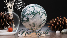 XL Moss Agate Sphere | Natural Balance Gemstone | Meditation Home Deco Gift picture