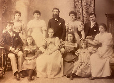 1880s LARGE FAMILY PORTRAIT antique 8.5x11 mounted photograph AMERICANA picture