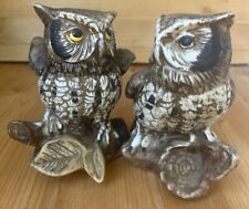 2 Vintage HomCo Horned Owls #1114 1970's Shelf Sitters MCM Home Decor picture