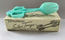 Vtg 1950s Tupperware Salad Serving Tongs Aqua #113 Tupper Company Massachusetts  picture