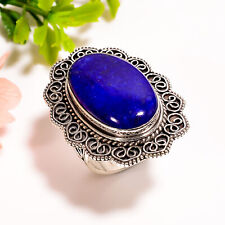 Lapis Lazuli Gemstone Vintage Handmade .925 Silver Plated Ring 9 US GSR-4671 picture
