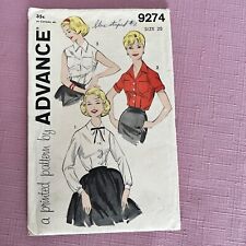Vintage 1950’s Advance Sewing “Printed Pattern” Button Up Blouse 9274 - Size 20 picture