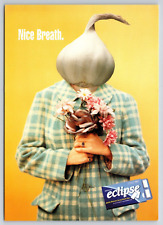Groovy Suit Garlic Head Bad Breath Man Flower Eclipse Sugar Free Gum Ad Postcard picture
