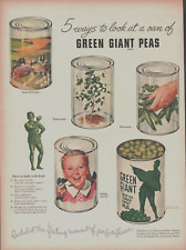 Vintage 1943 5 Ways To Look At A Can Of Green Giant Peas Advertisement picture